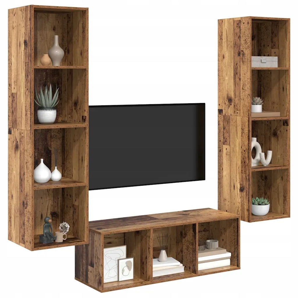 vidaXL TV Cabinet Set 3 pcs Old Wood Material Product weight with unit packaging 61.2 kg