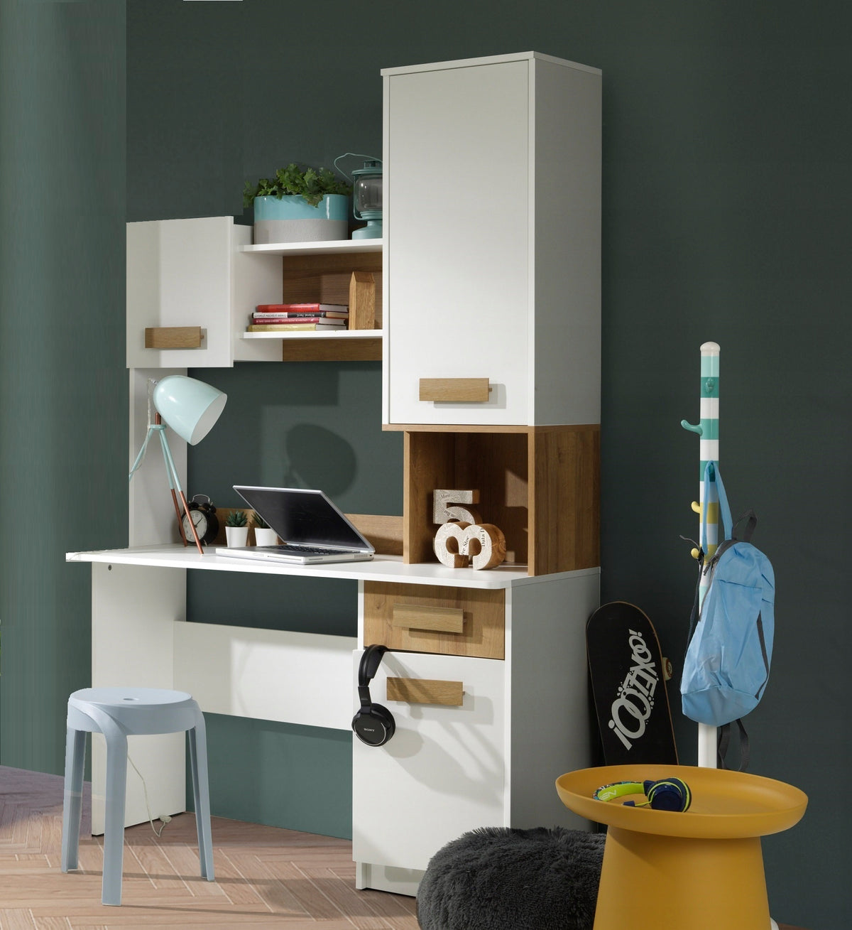 wall unit youth desk with extension bookcase set small Grant 11/12