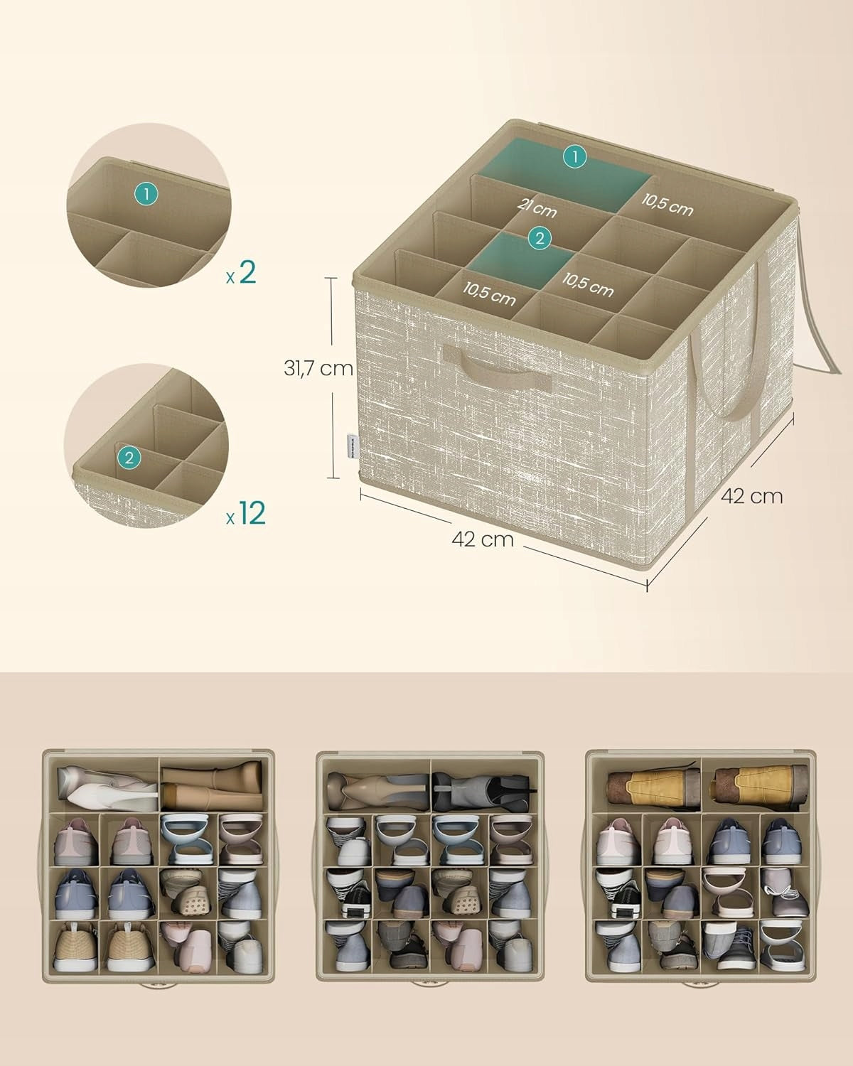 x2 Shoe Organizer Shoes Folding Box with Handles Lockable 16 Pairs Manufacturer code Organizer na Buty Obuwie Składany Pudełko x2