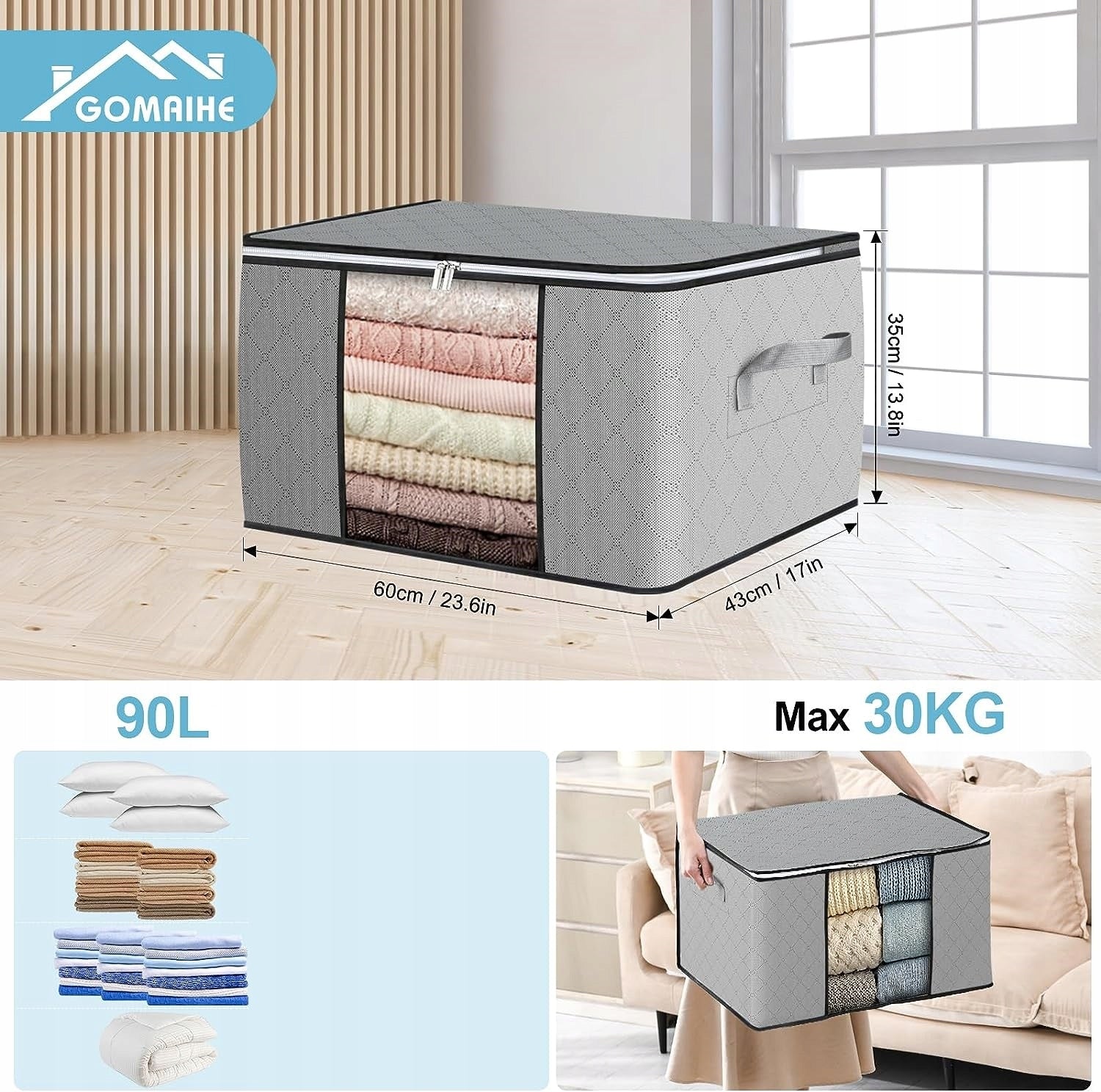 x6 Closet Organizer Clothes Storage Bag Boxes Containers 90L EAN (GTIN) 40603904578675
