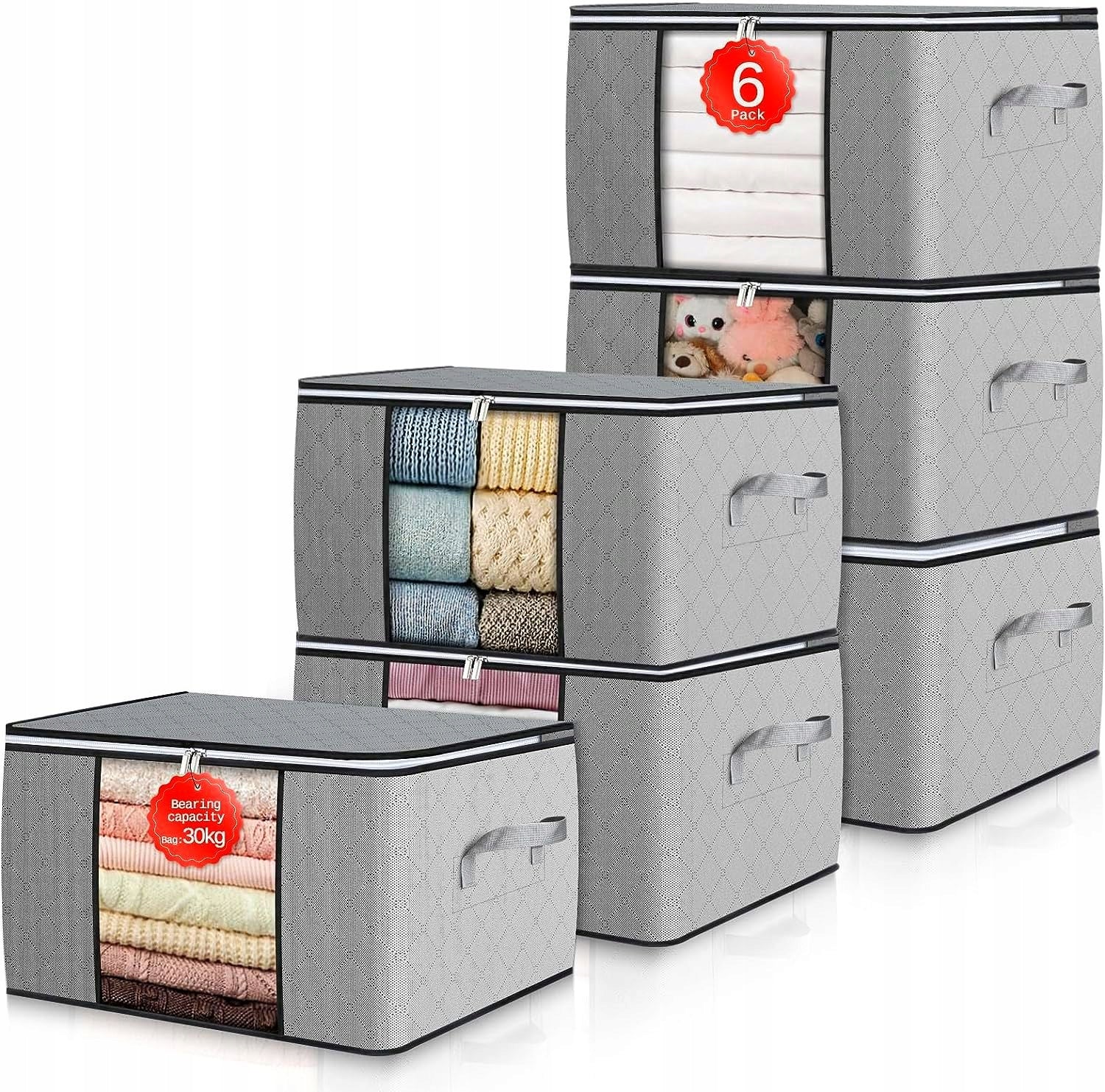 x6 Closet Organizer Clothes Storage Bag Boxes Containers 90L Length 43 cm