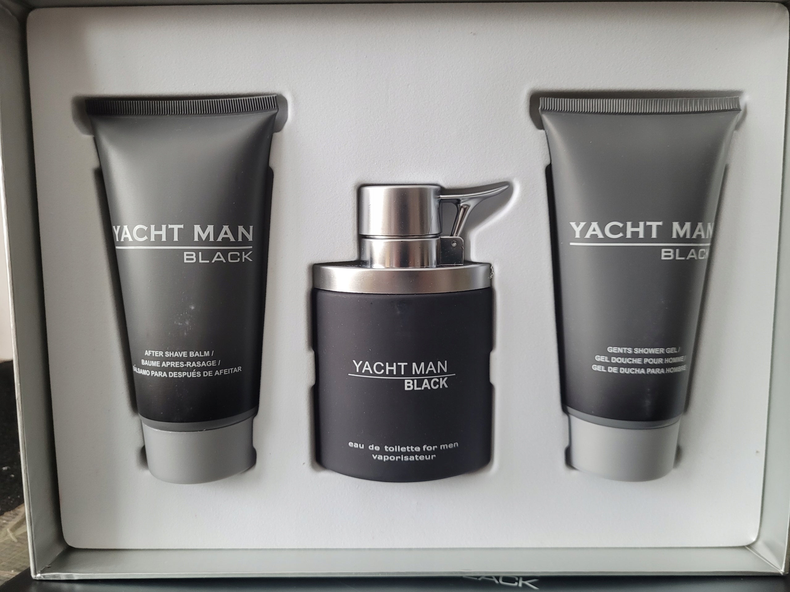 yacht man black zestaw prezentowy perfumy, balsam, szampon Manufacturer code 0001