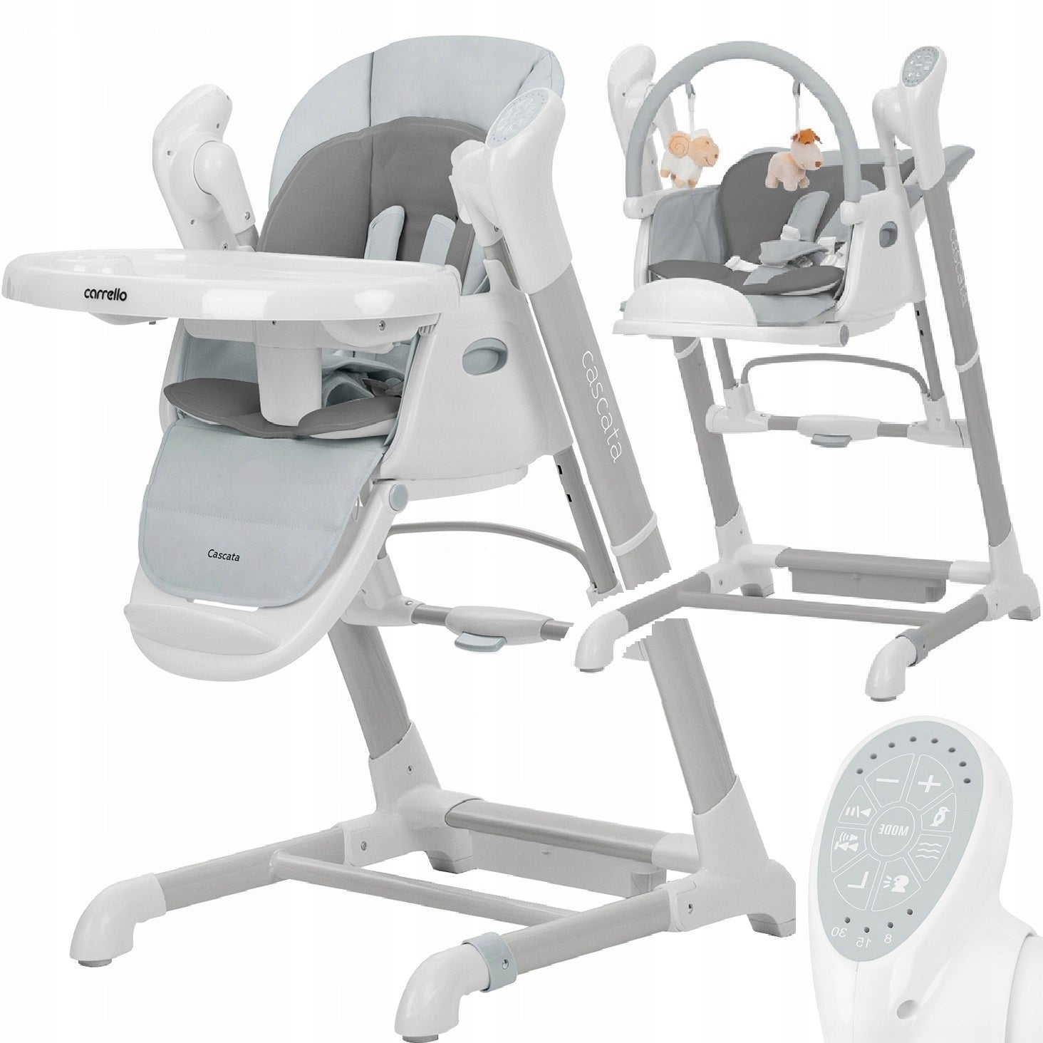 za30d Highchair Feeding 3in1 Swing Sun Lounger Rocker Carrello Cascata Grey