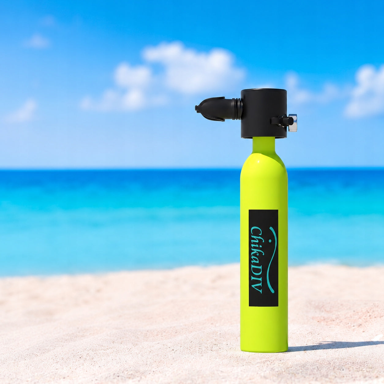 0,5L MINI DIVING CYLINDER SET WITH FULL CHIKADIV MASK FOR SNORKELING Color green