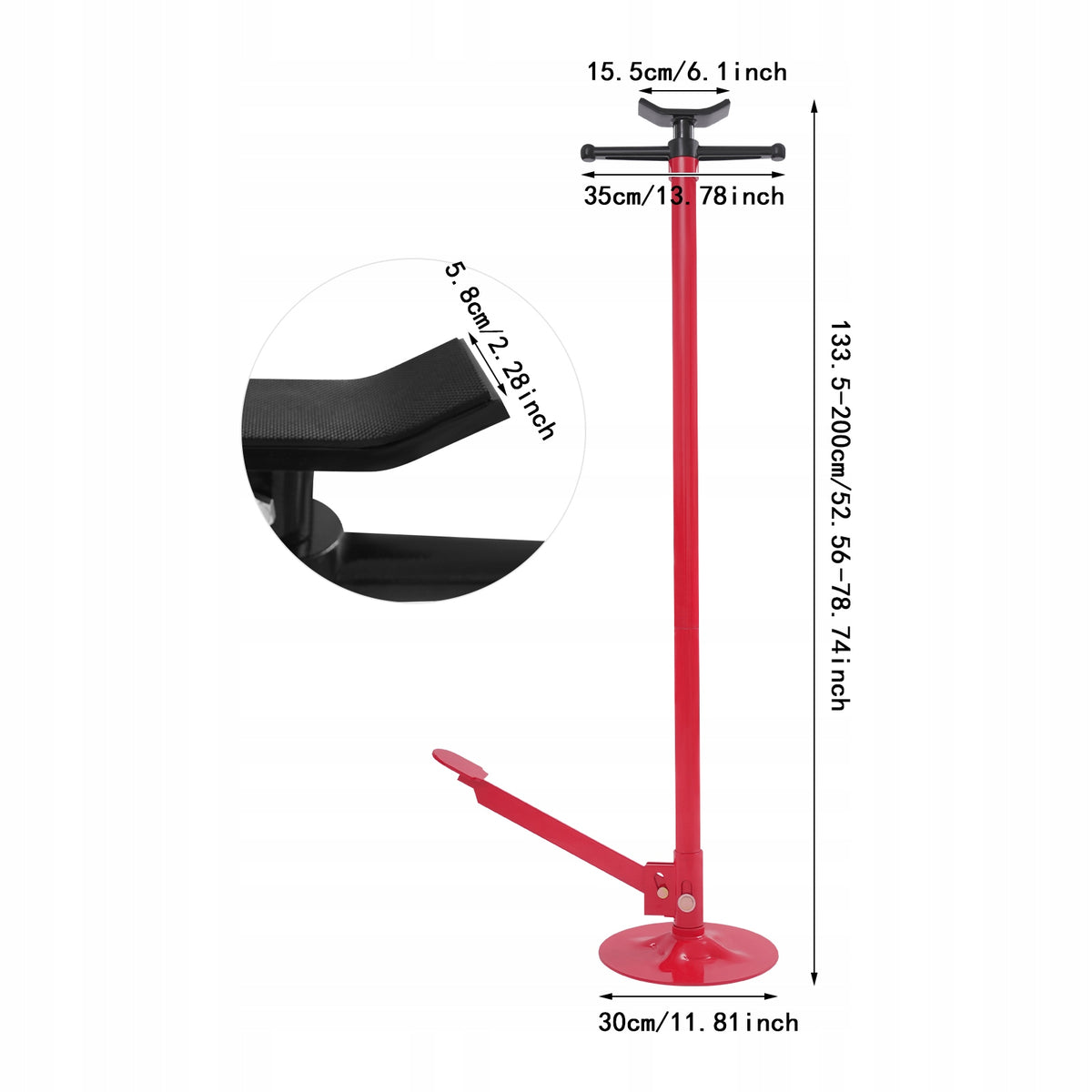 0.75T Car Repair Jack Stand with Foot Pedal Height Adjustable 133.5-200 cm Manufacturer code s646