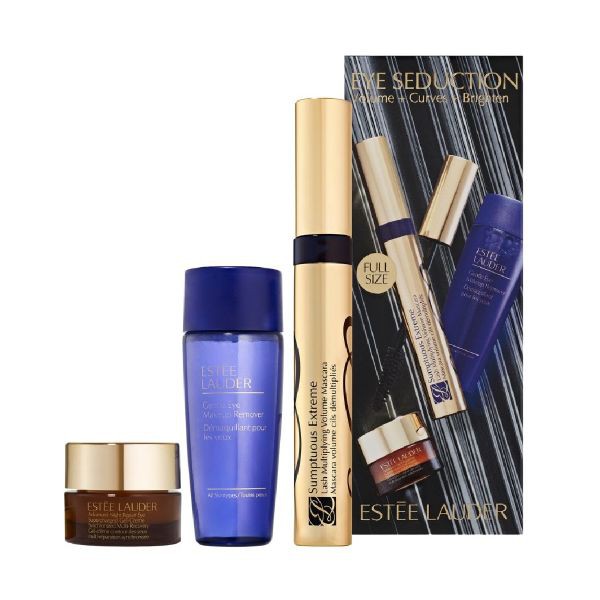 Kosmetikset Estee Lauder: Mascara Extreme Mascara, 8 ml + Augen-Make-up-Entferner, 30 ml + Augencreme Advanced Night Repair Eye Gel-Creme, 5 ml 