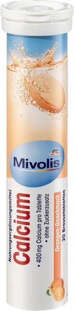 09,26 Mivolis Calcium Effervescent Tablets 400mg 20pcs Orange from Germany Weight 82 g