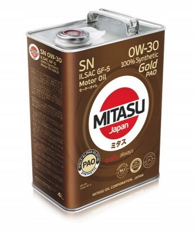 0W-30 MJ-103. MITASU GOLD PAO SN 0W-30 100% Synthetic 4L