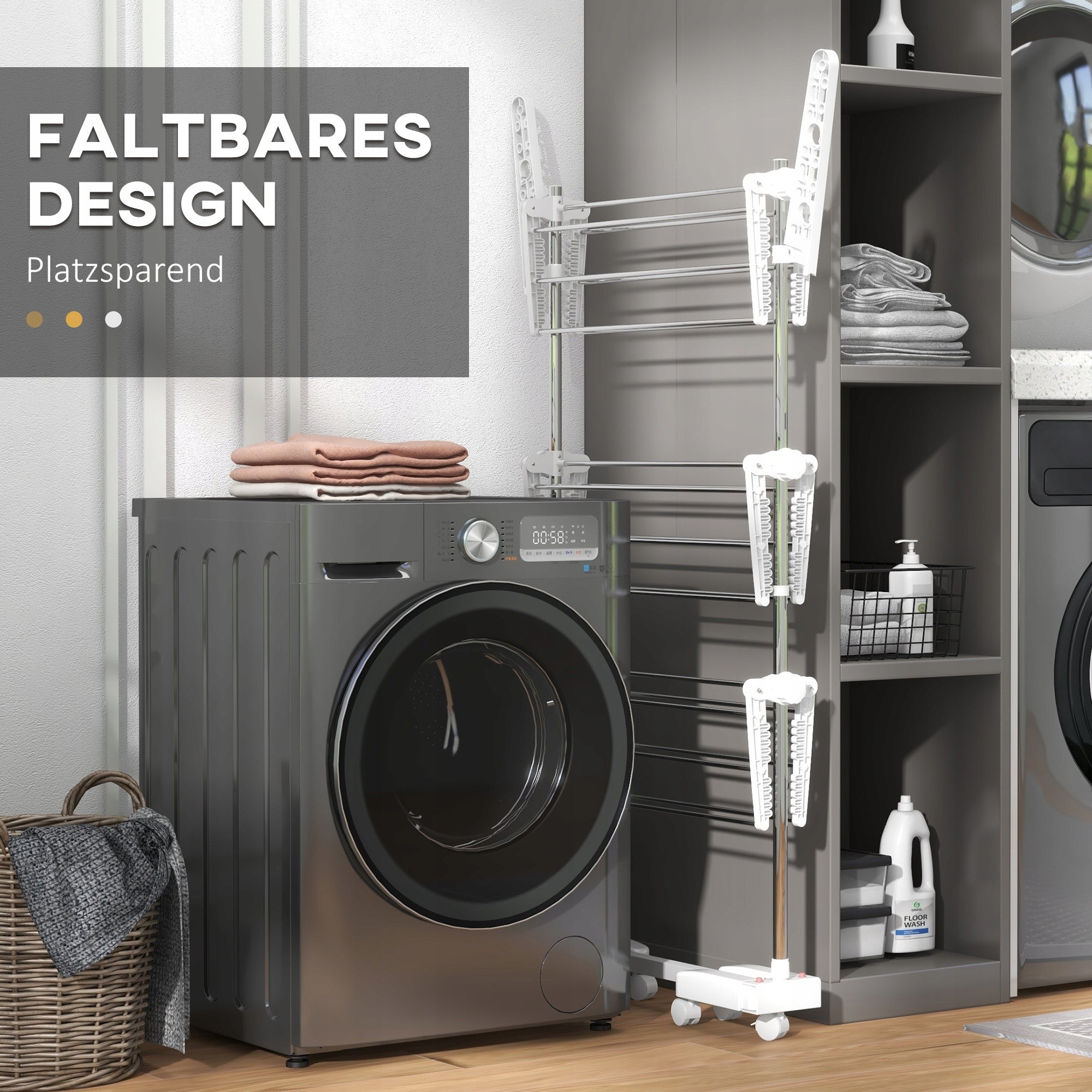 Sulankstoma skalbinių džiovyklė, 3 lygiai, ilgis reguliuojamas 80–142 cm