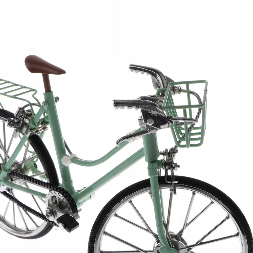 1:10 Diecast Bike Triathlon Bicycle W/Basket & Seat Model Desk Crafts Green Brand no brand