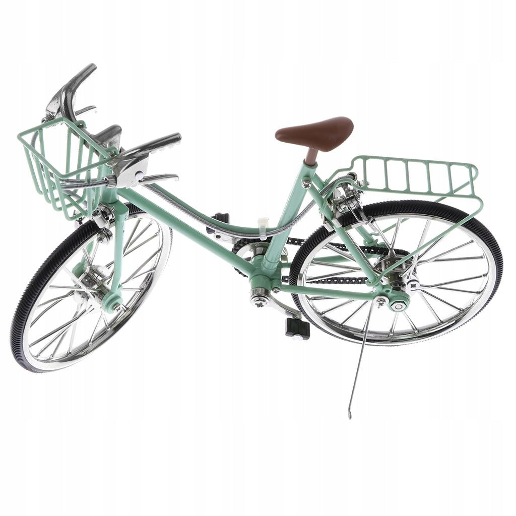 1:10 Diecast Bike Triathlon Bicycle W/Basket & Seat Model Desk Crafts Green