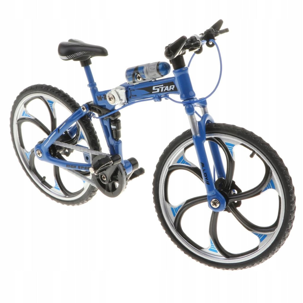 1:10 Model Crafts Foldable Mountain Bike Collection Toy Decoration , Blue