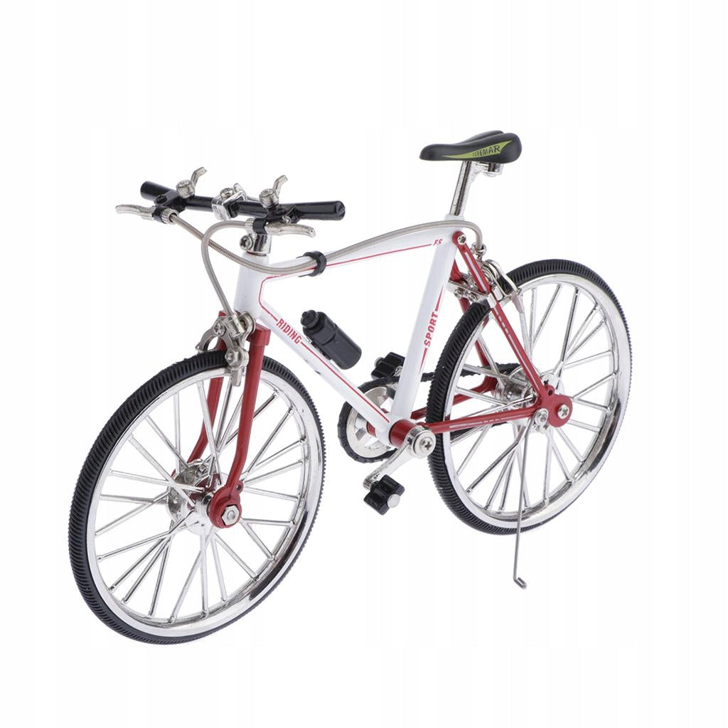1/10 Scale Simulated Alloy Racing Bike Bicycle Model Home Decor Red White A