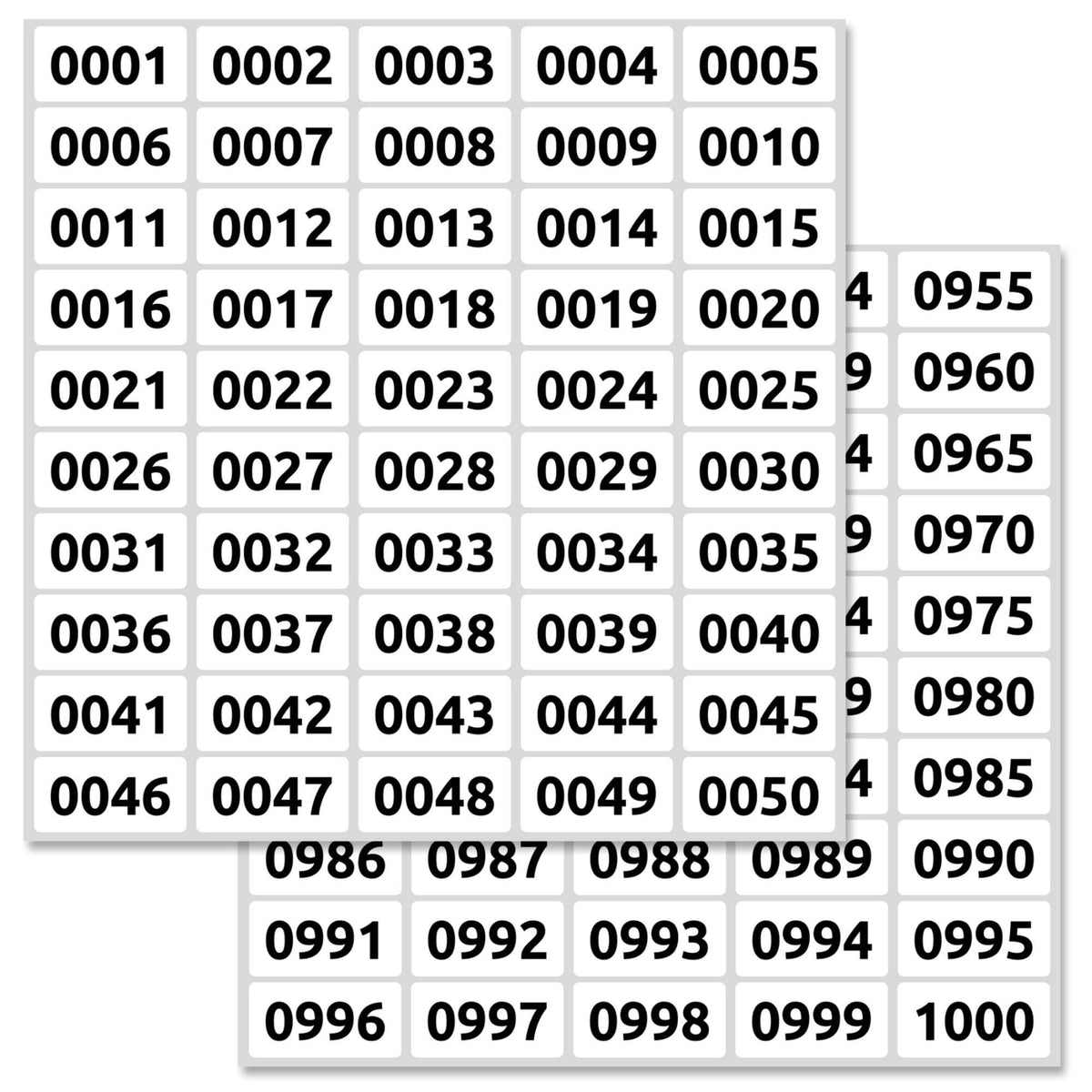 1-1000 CONSECUTIVE NUMBERS LABELS INVENTORY STICKER SHEETS FOR HOME