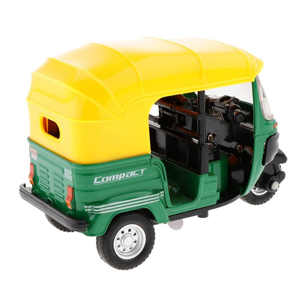 1/14 Scale Indian Tricycle w/ Light Sound Pull Back Toy Green
