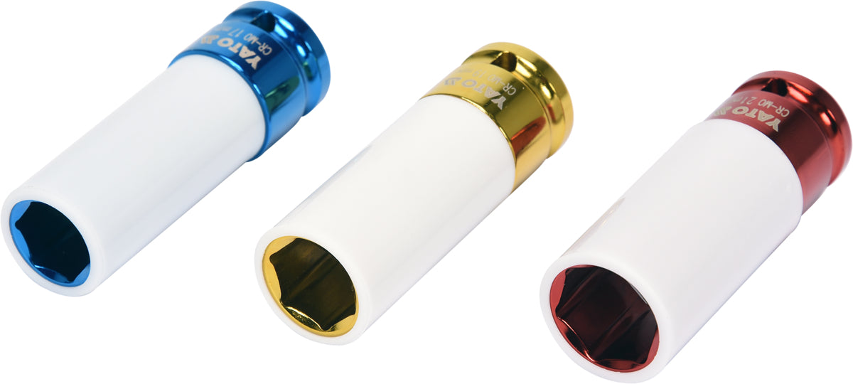 1/2'' IMPACT SOCKETS FOR ALLOY WHEELS ALUFELG SET 17, 19, 21mm YATO Mounting 1/2"