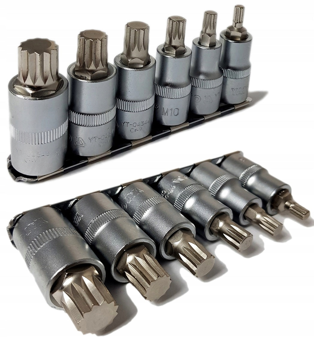 1/2'' SOCKET SET - SPLINE SHANK BITS - KEYS M6-M16 YATO