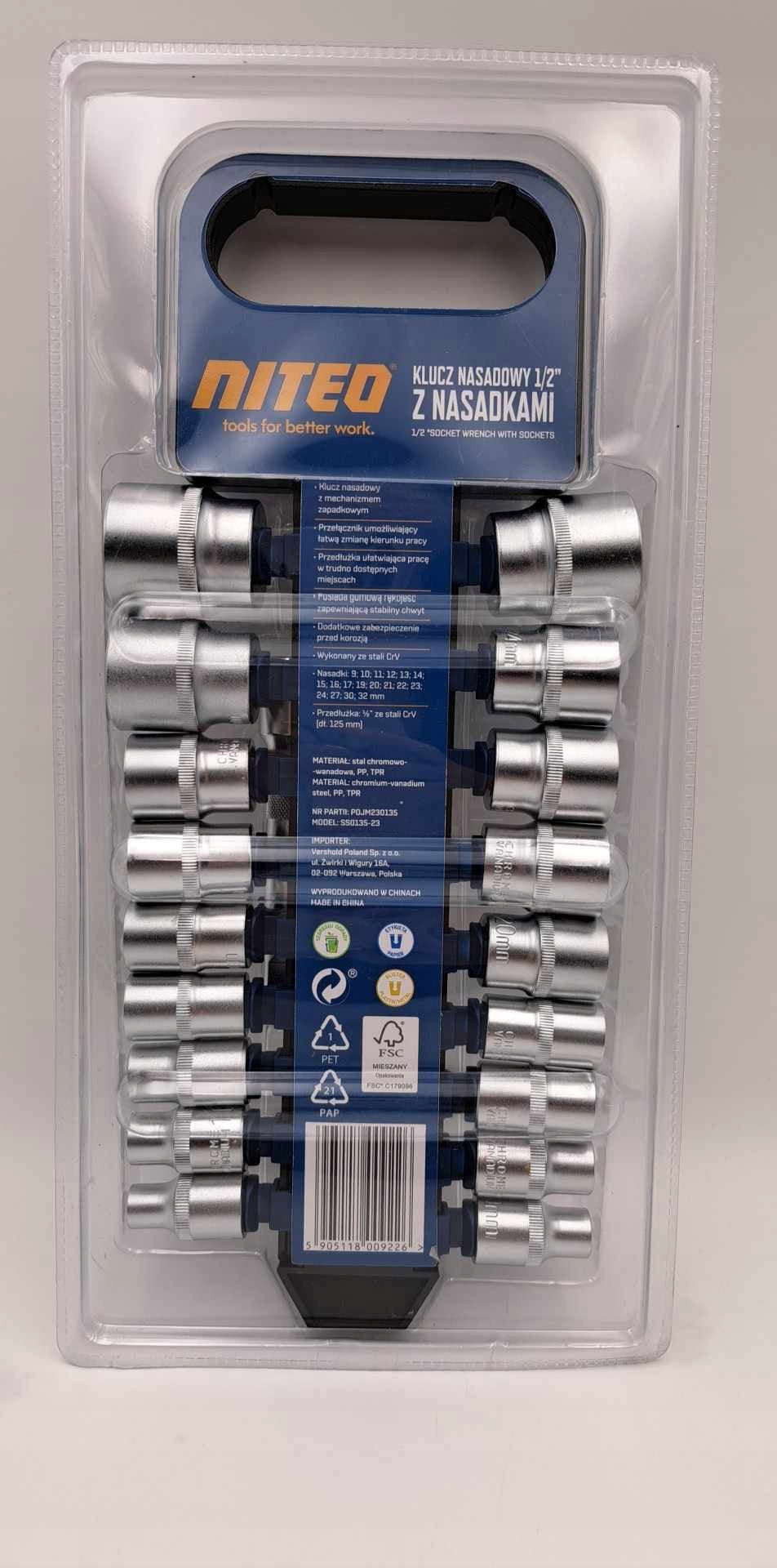 1/2 SOCKET WRENCH THREAD WITH RATCHET MECHANISM AND 18 ATTACHMENTS Brand Niteo Tools