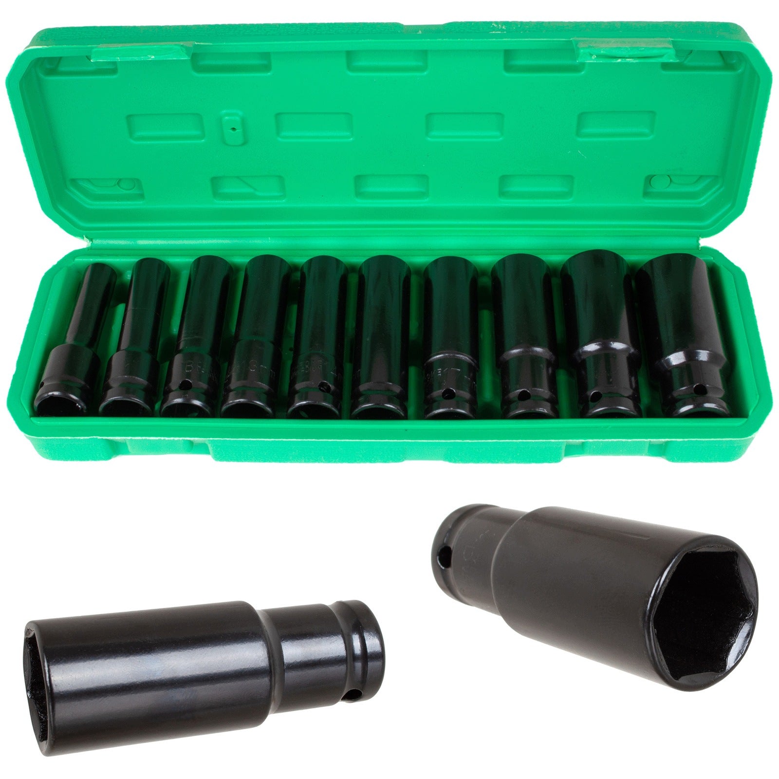 1/2" SOCKET WRENCHES CAP TIP SET LONG SOCKETS 10 PCS