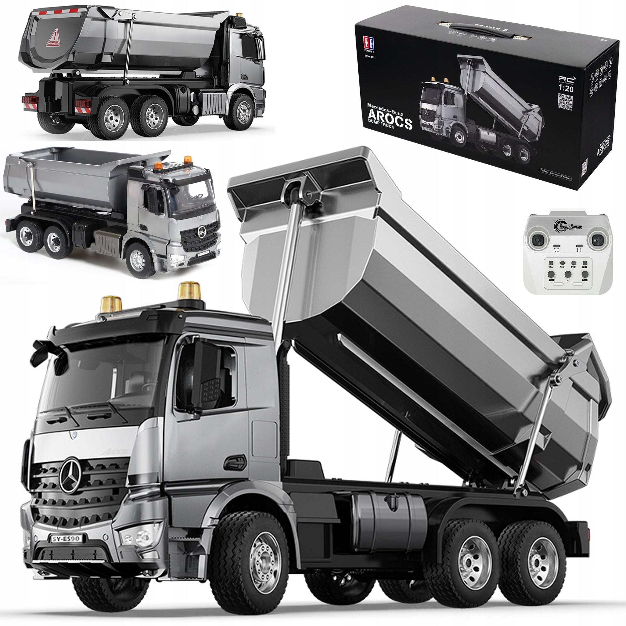 1:20 SCALE REMOTE CONTROLLED DUMP TRUCK MERCEDES ACROS METAL