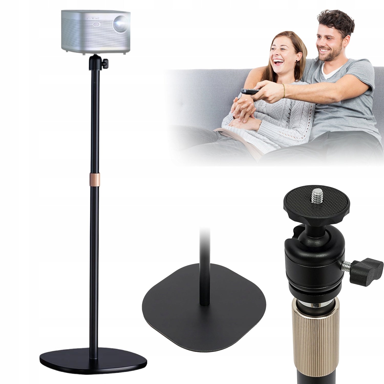 1/4 360° PROJECTOR FLOOR STAND HEIGHT ADJUSTABLE BLACK STABLE