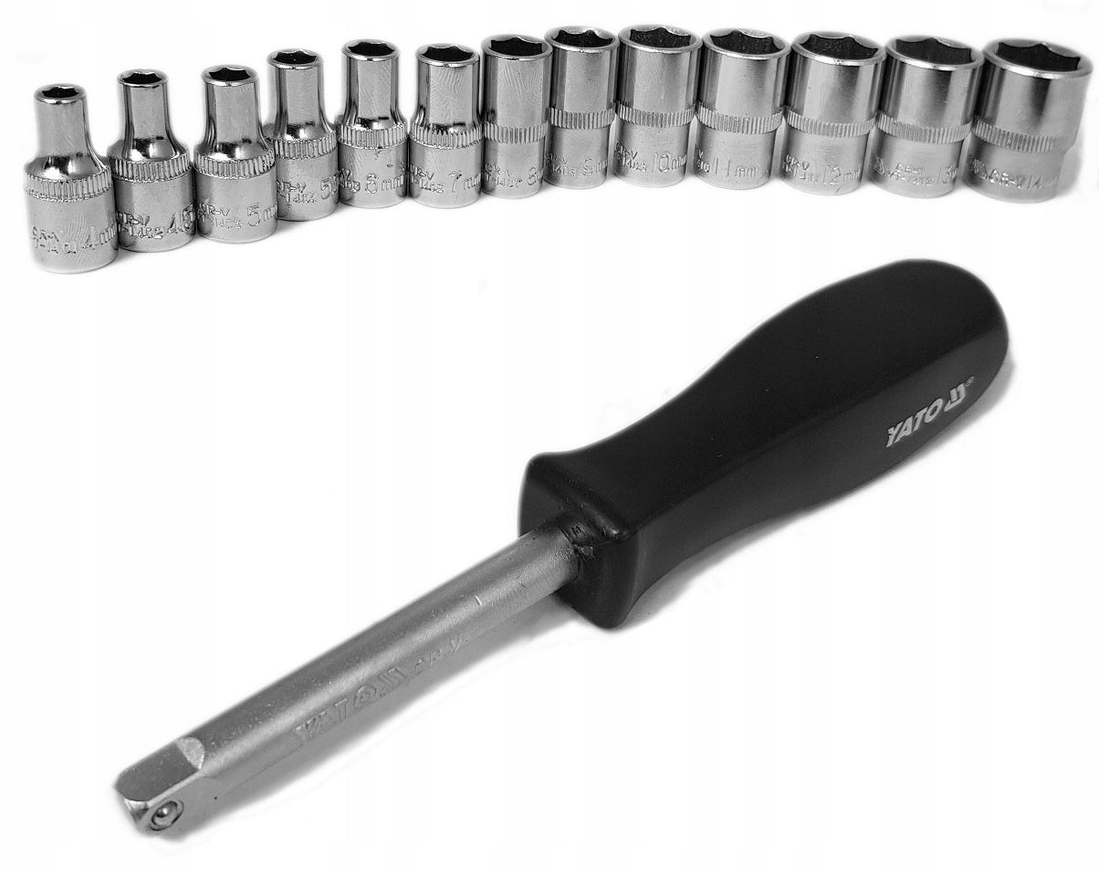 1/4' SHORT CAPS SET 4-14MM + KNOB 150MM YATO