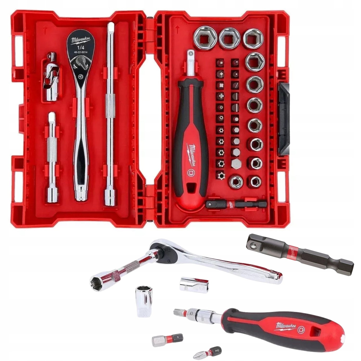 1/4" socket set with ratchet and bits (38 pcs) Milwaukee 4932498381 Brand Milwaukee