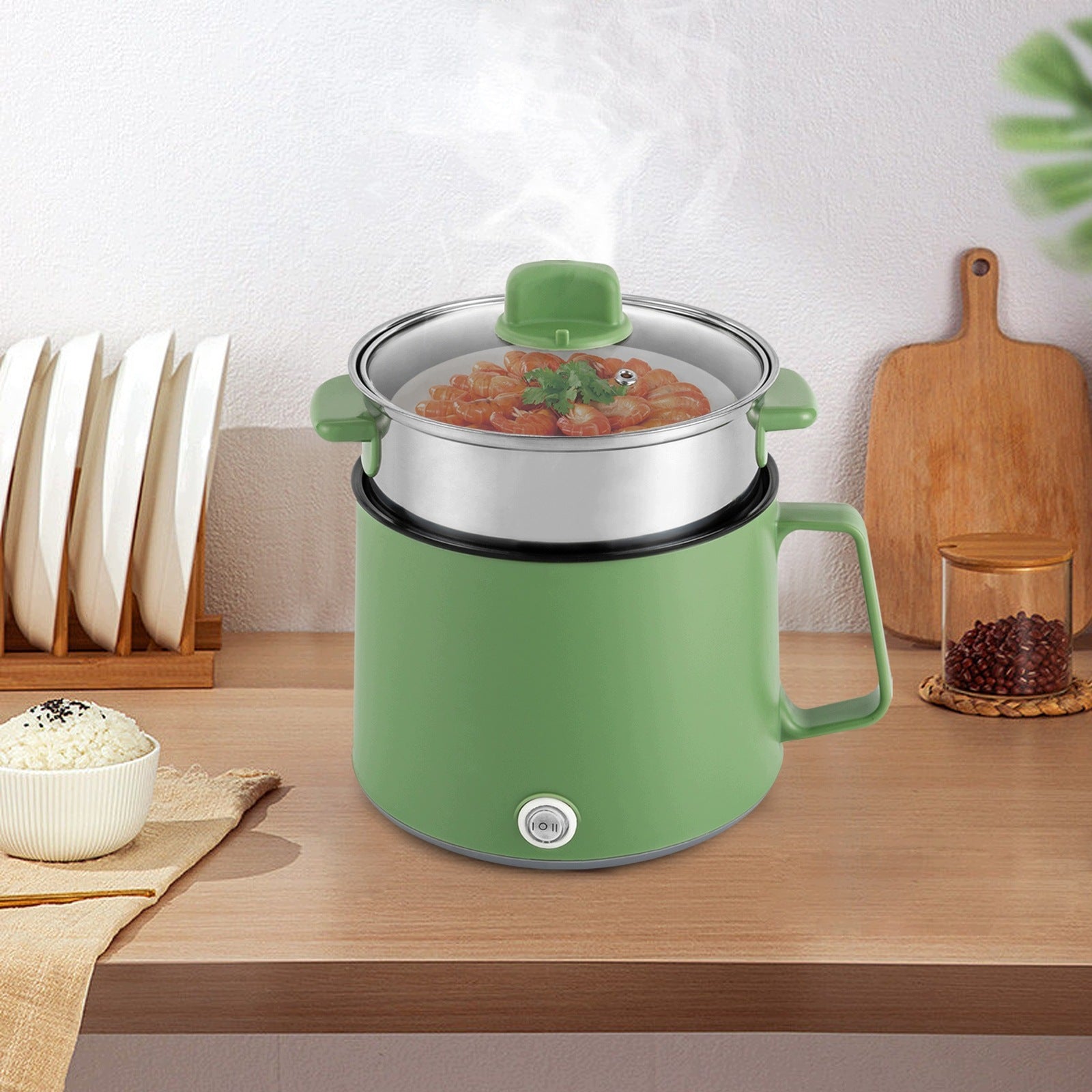1.7L PORTABLE DOUBLE-LAYER ELECTRIC HOT POT - STEAMING AND COOKING IN ONE Packaging status original
