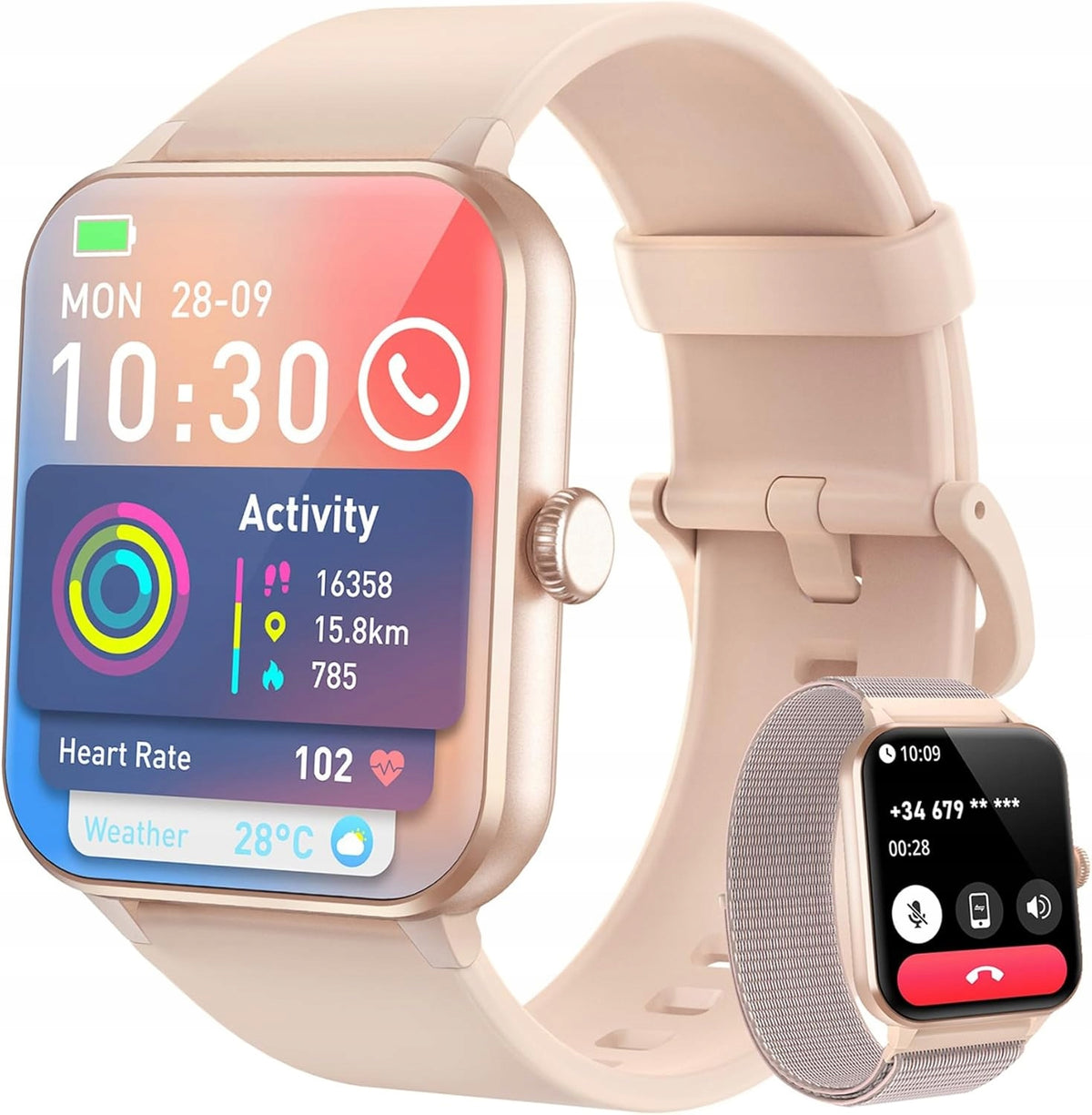 1.85" Women's SmartWatch Waterproof Calling SMS Period Alert Blood Pressure
