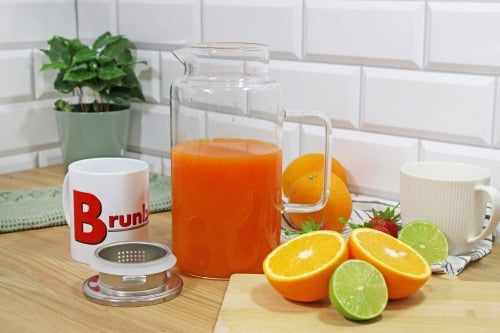 1,8L GLASS JUG WITH LID WATER JUICE STRAINER LEMONADE COFFEE TEA Manufacturer code 2884