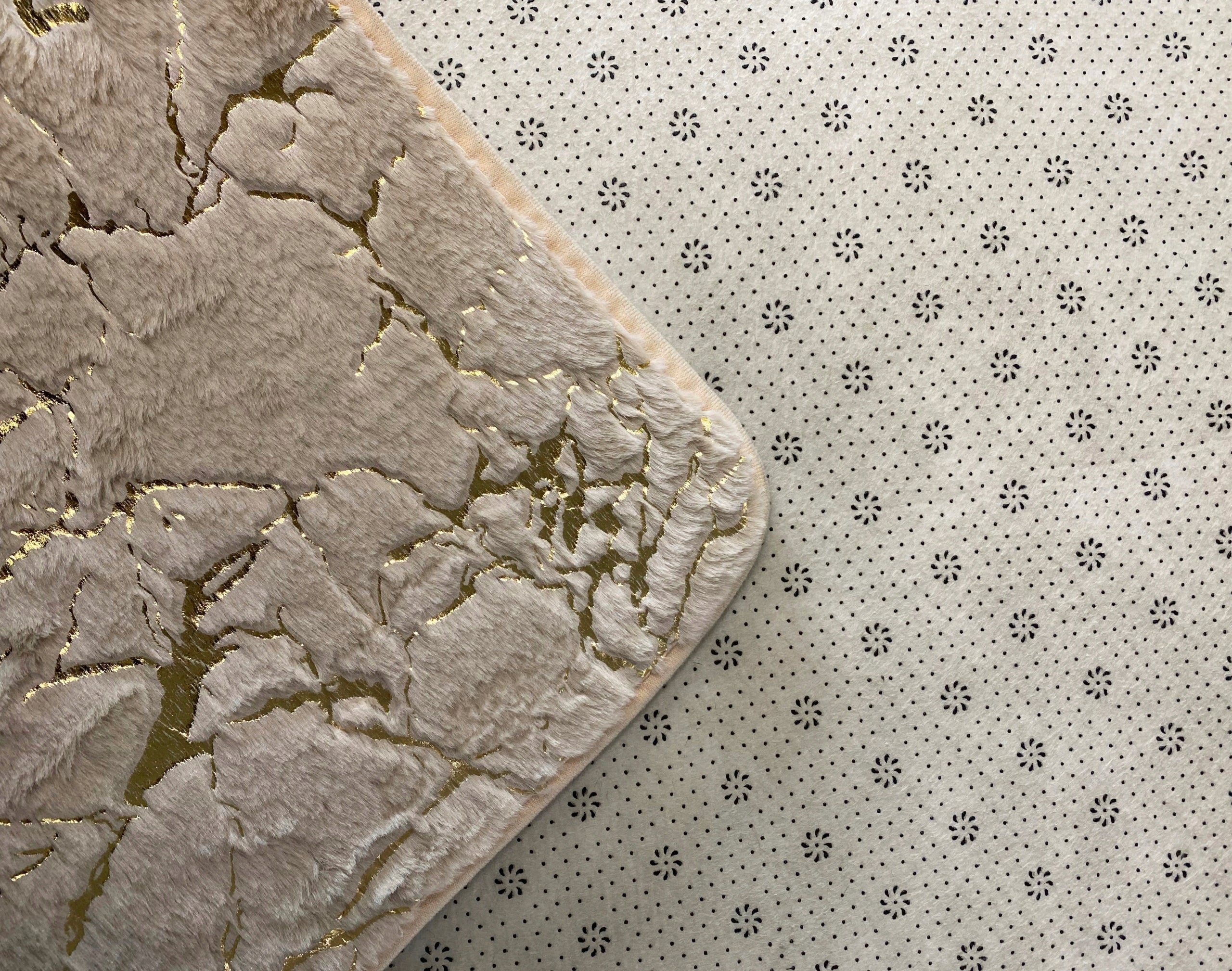 1 BATHROOM RUG NON-SLIP FLUFFY SOFT MARBLE GOLD 50x80cm Length 80 cm