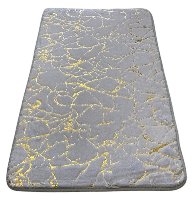 1 BATHROOM RUG NON-SLIP FLUFFY SOFT MARBLE GOLD 50x80cm