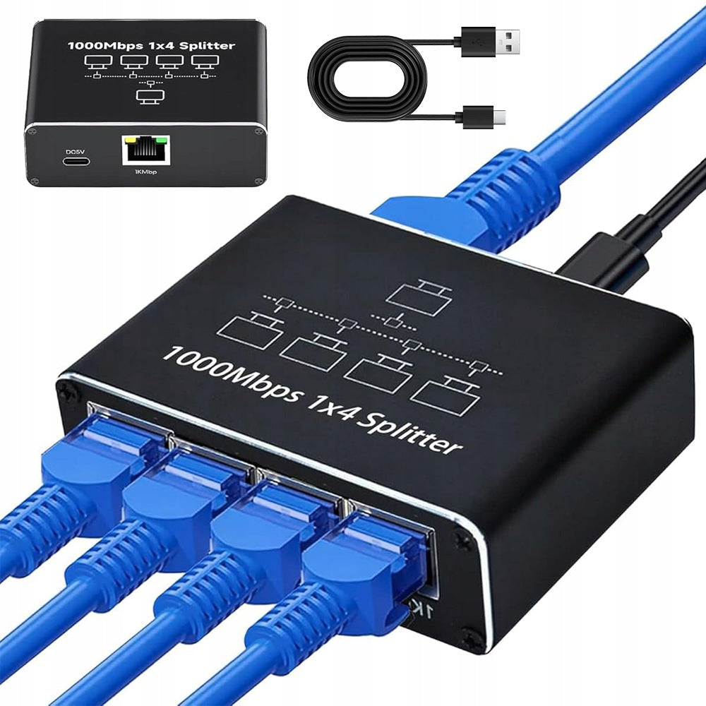 1 BY 4 LAN SPLITTER, LAN SPLITTER 1000MBPS ETHERNET SPLITTER