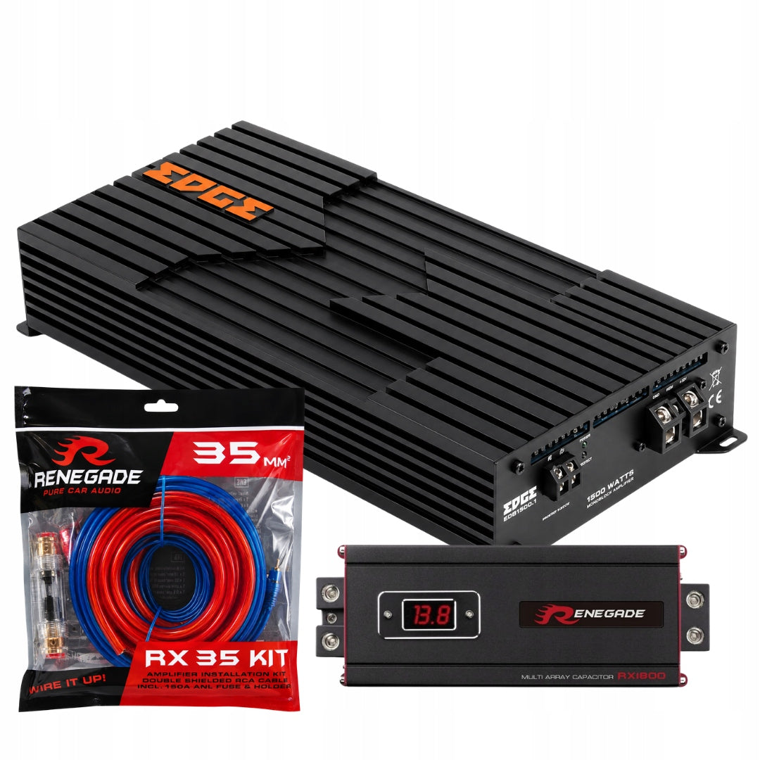 1-CHANNEL AMPLIFIER 1800W EDBX18000.1 + 35mm2 CABLES + RX1800 CAPACITOR