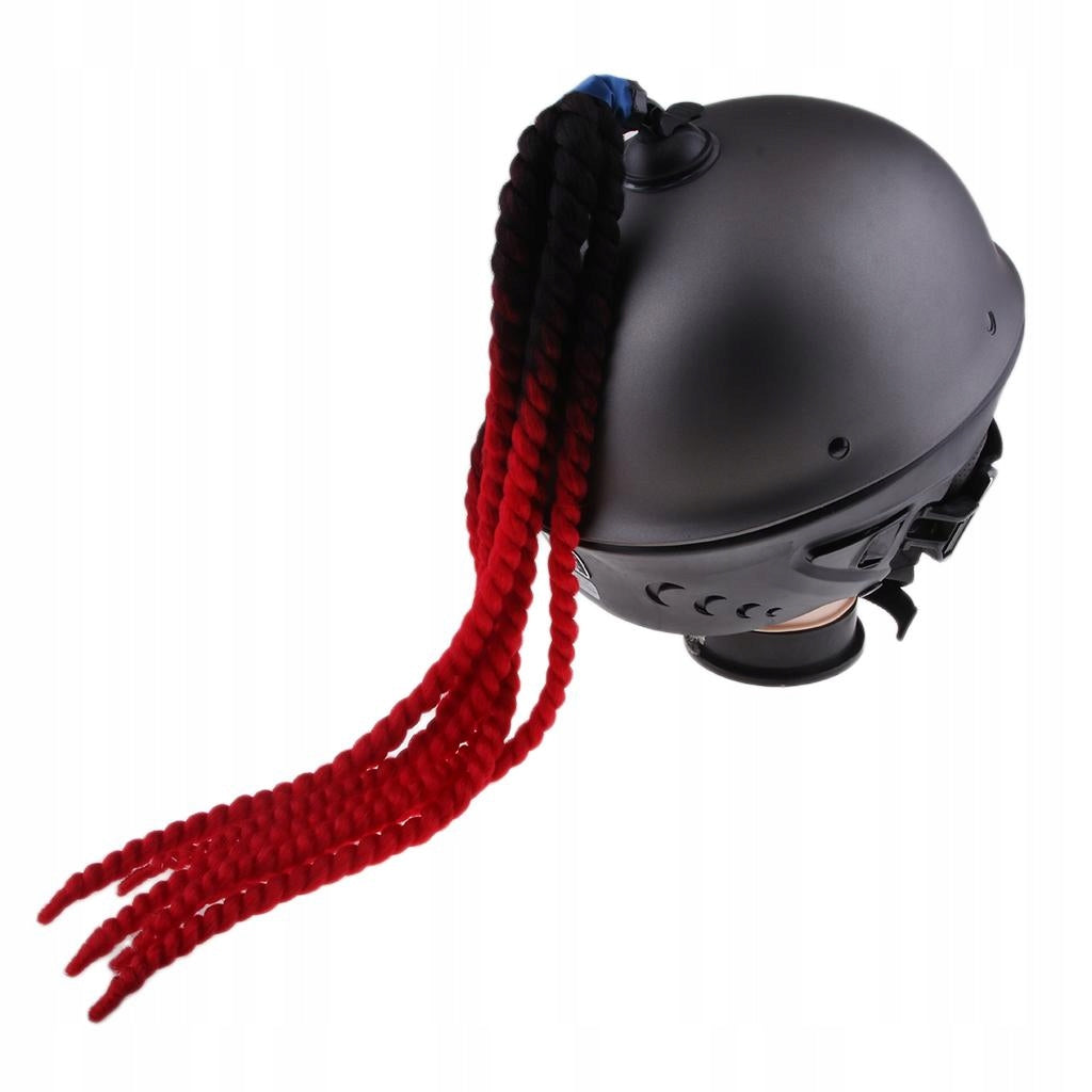 1" Gradient Ramp Helmet Dirty Braids / Ponytail Ombre Black to Red Packaging status original
