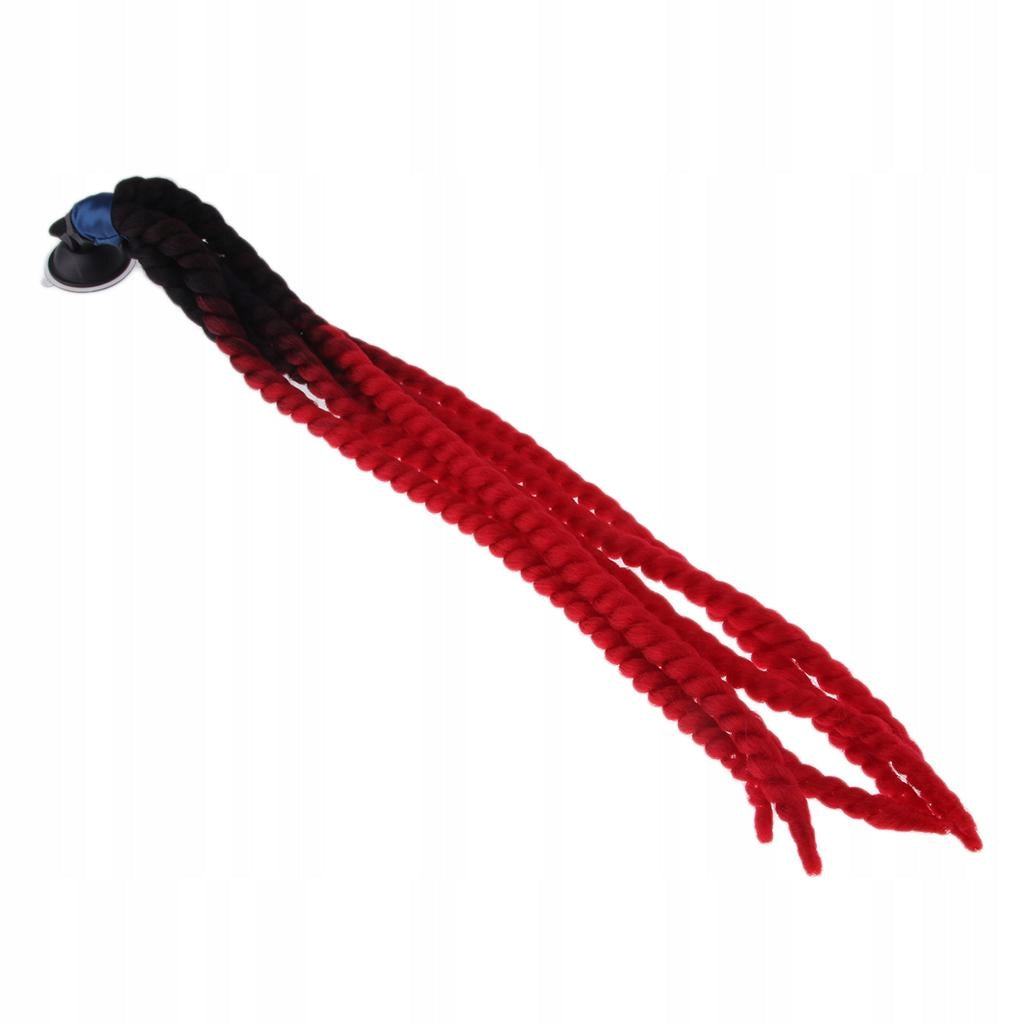 1" Gradient Ramp Helmet Dirty Braids / Ponytail Ombre Black to Red