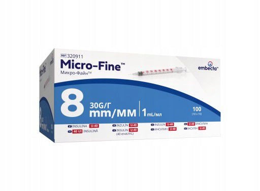 1 ML INSULIN SYRINGE WITH NEEDLE - 100 pcs. 0,3 x 8 mm Medical device yes