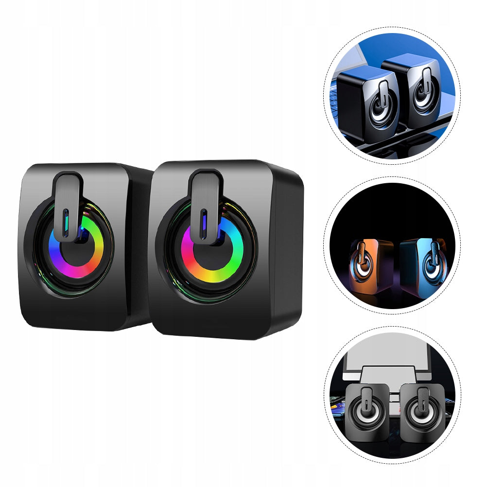 1 PAIR OF BLACK USB COMPUTER SPEAKERS WITH SUBWOOFER AND DECORATION Brand no brand
