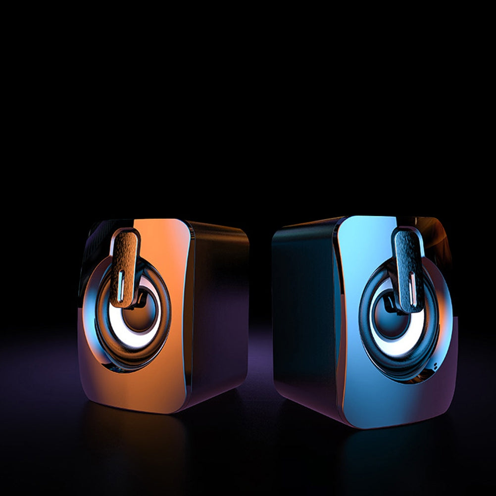 1 PAIR OF BLACK USB COMPUTER SPEAKERS WITH SUBWOOFER AND DECORATION Model other