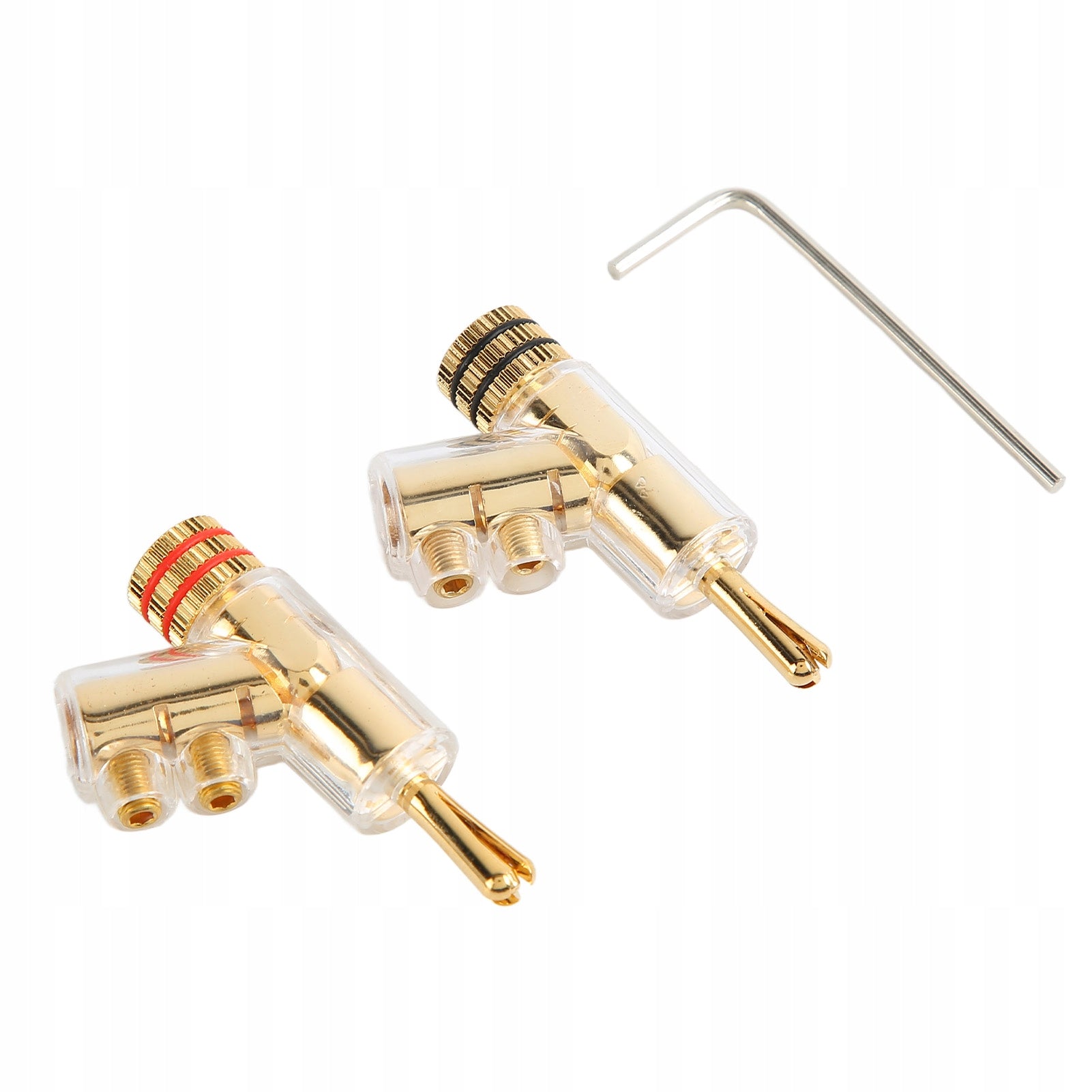 1 PAIR OF BLOCKED BANANA PLUGS COPPER CUT, SOLDERLESS 4C