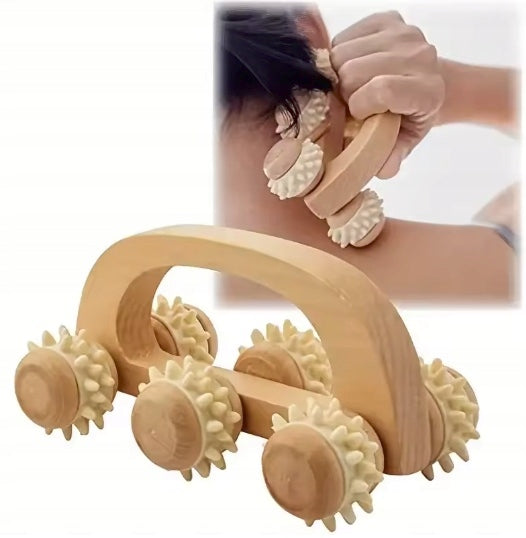 1-Piece Wooden Massage Roller – Handheld Back, Neck, Leg Massager