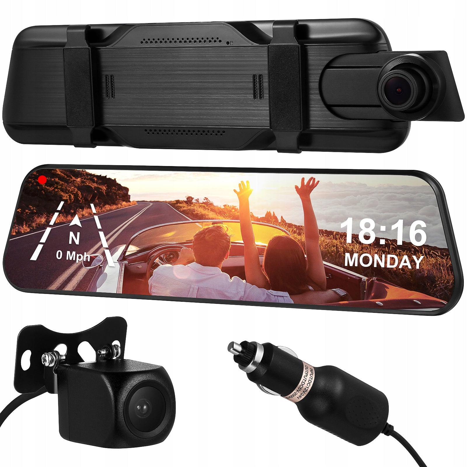 1 SET MIRROR DASH CAMERA REARVIEW MIRROR DASH CAM FRONT AND REAR STREAMING Brand no brand
