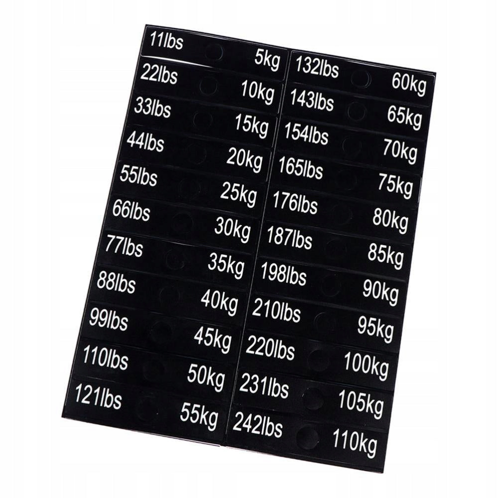 1 Sheet of Weight Sticker Labels, Weight Stack Labels, 5 Kg to 110 Kg Packaging status original
