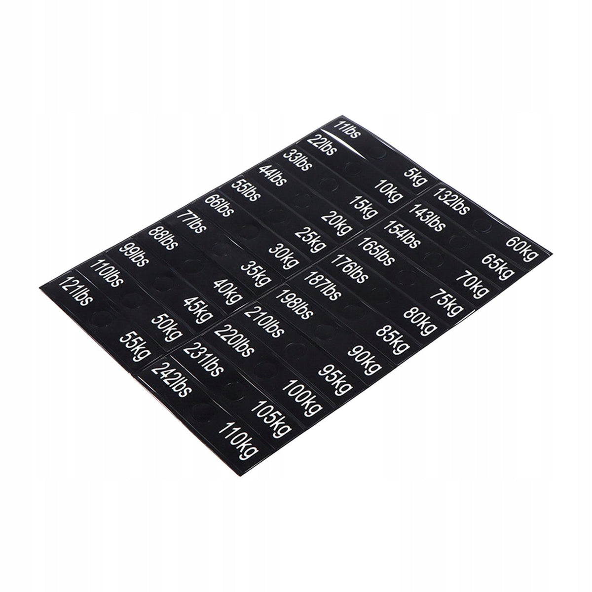 1 Sheet of Weight Sticker Labels, Weight Stack Labels, 5 Kg to 110 Kg