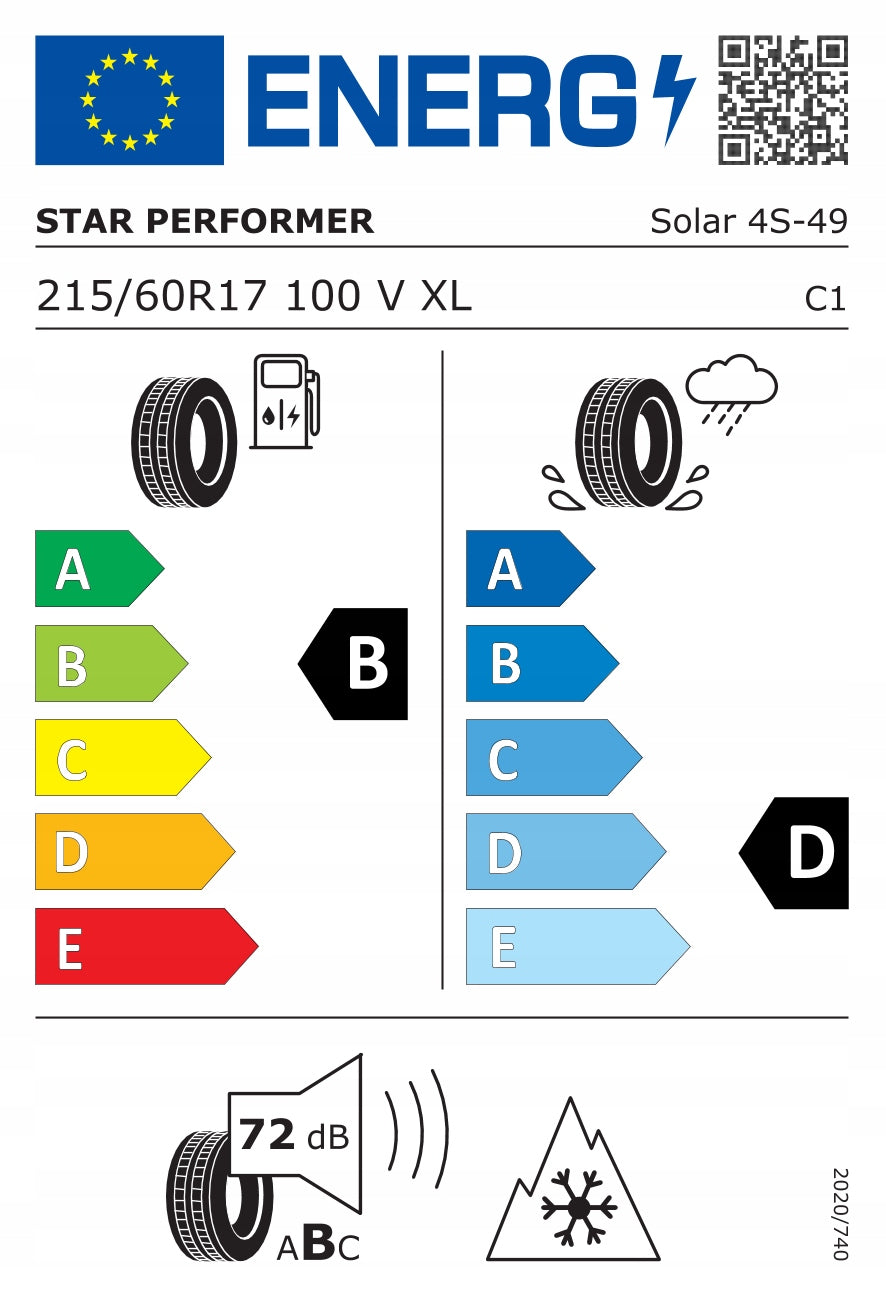 1 all-season tyre 215/60R17 100V STAR PERFORMER Solar 4S Season all-season