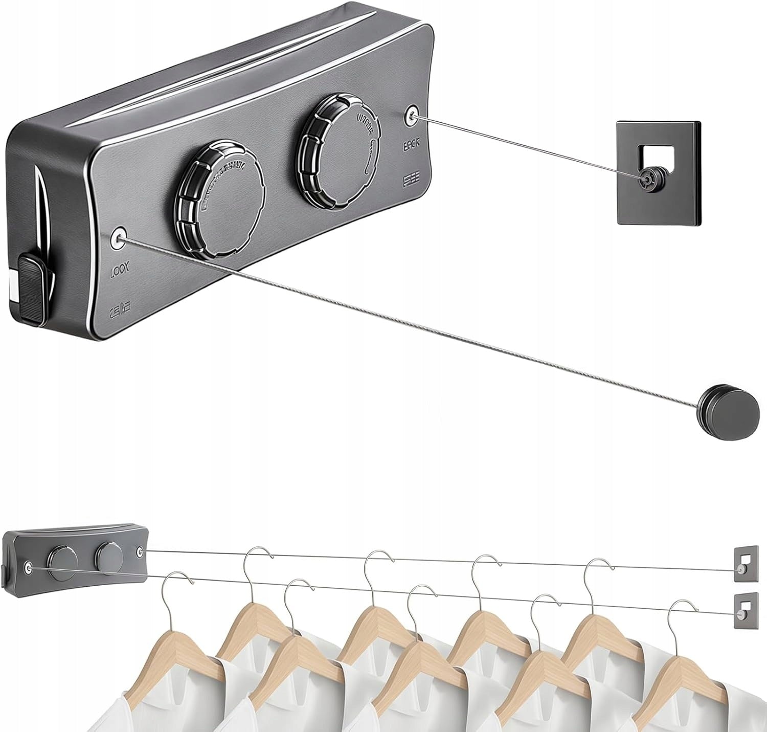 1 pc RETRACTABLE LAUNDRY CORD INVISIBLE LAUNDRY DRYER 2×5.1m