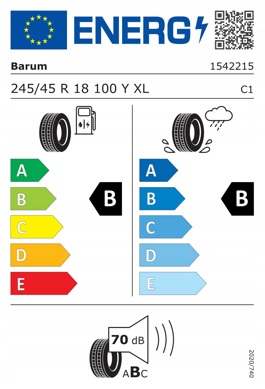 1 summer tyre 245/45R18 100Y Barum Bravuris 6 Season summer