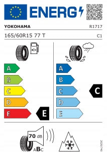 1 winter tyre 165/60R15 77T YOKOHAMA W.drive V903 Season winter