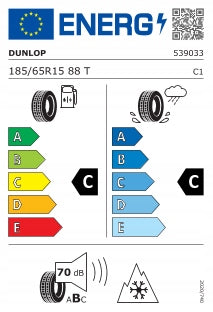 1 winter tyre 185/65R15 DUNLOP WINTER RESPONSE 2 Season winter