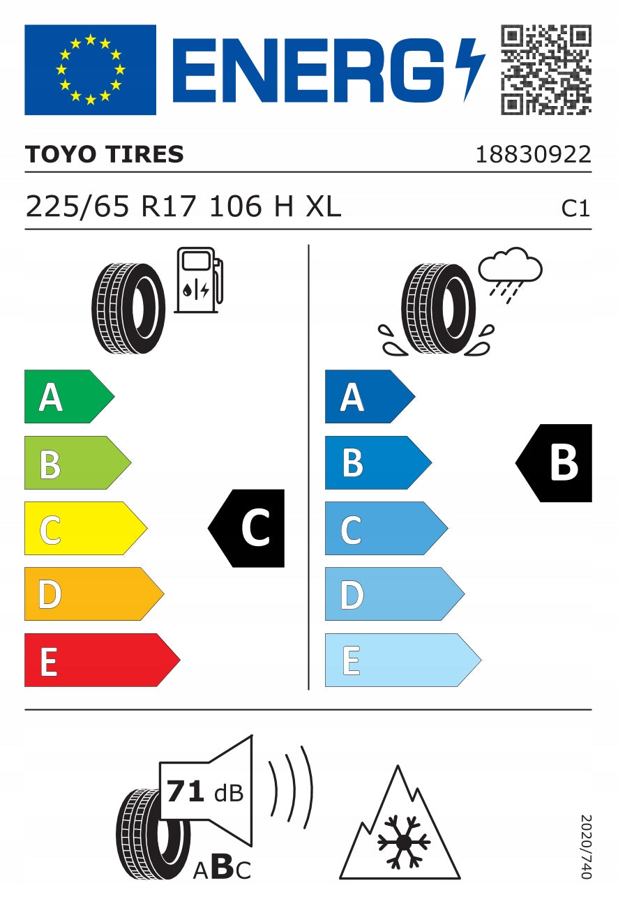 1 winter tyre 225/65R17 106H TOYO Observe S944 Season winter